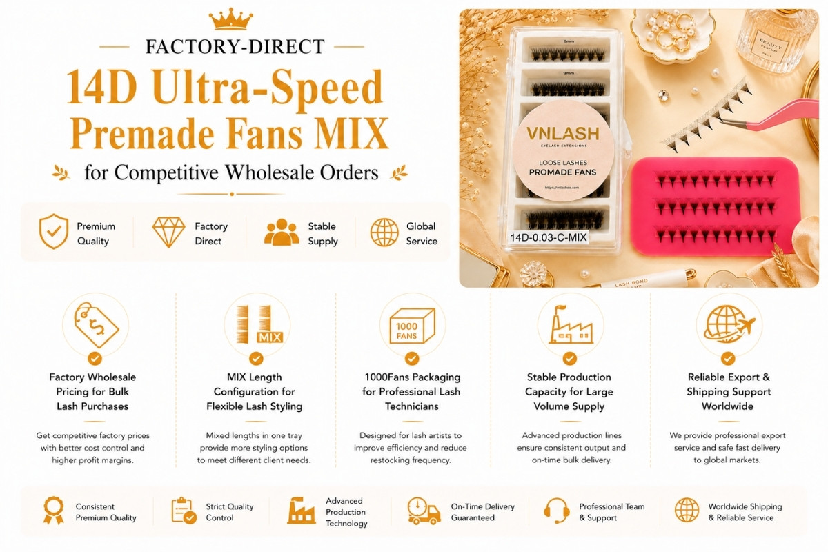 Abanicos premade ultrarrápidos 14D mixtos directamente de fábrica para pedidos mayoristas competitivos