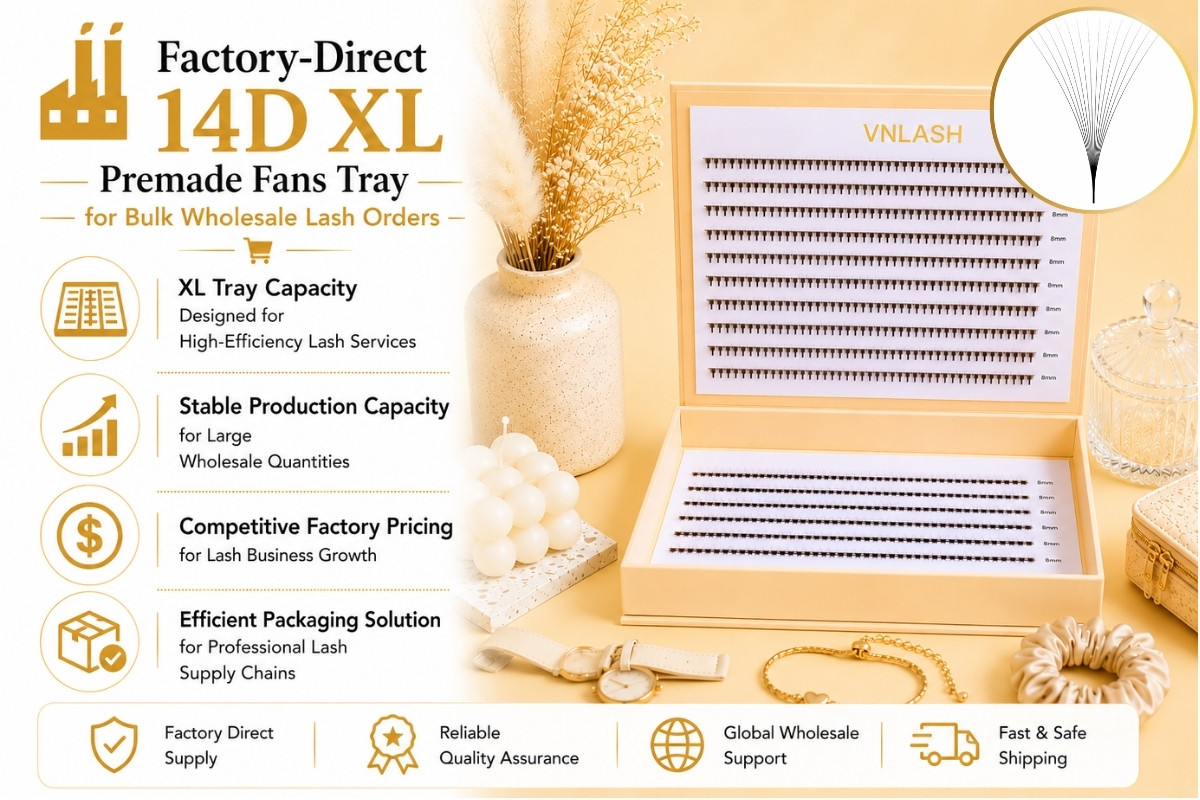 Factory-Direct 14D XL Premade Fans Tray for Bulk Wholesale Lash Orders