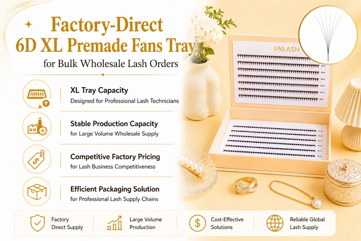 Factory-Direct 6D XL Premade Fans Tray for Bulk Wholesale Lash Orders