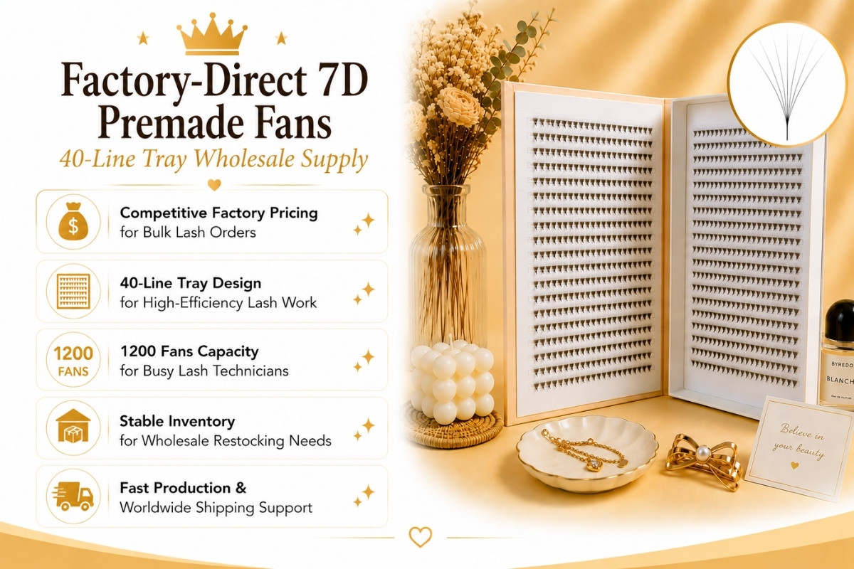 Factory-Direct 7D Premade Fans 40-Line Tray Wholesale Supply