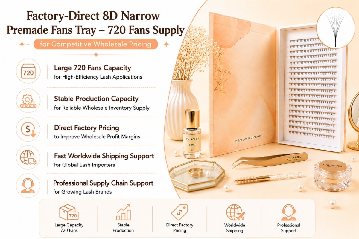 Factory-Direct 8D Narrow Premade Fans Tray – 720 Fans Supply for Competitive Wholesale Pricing