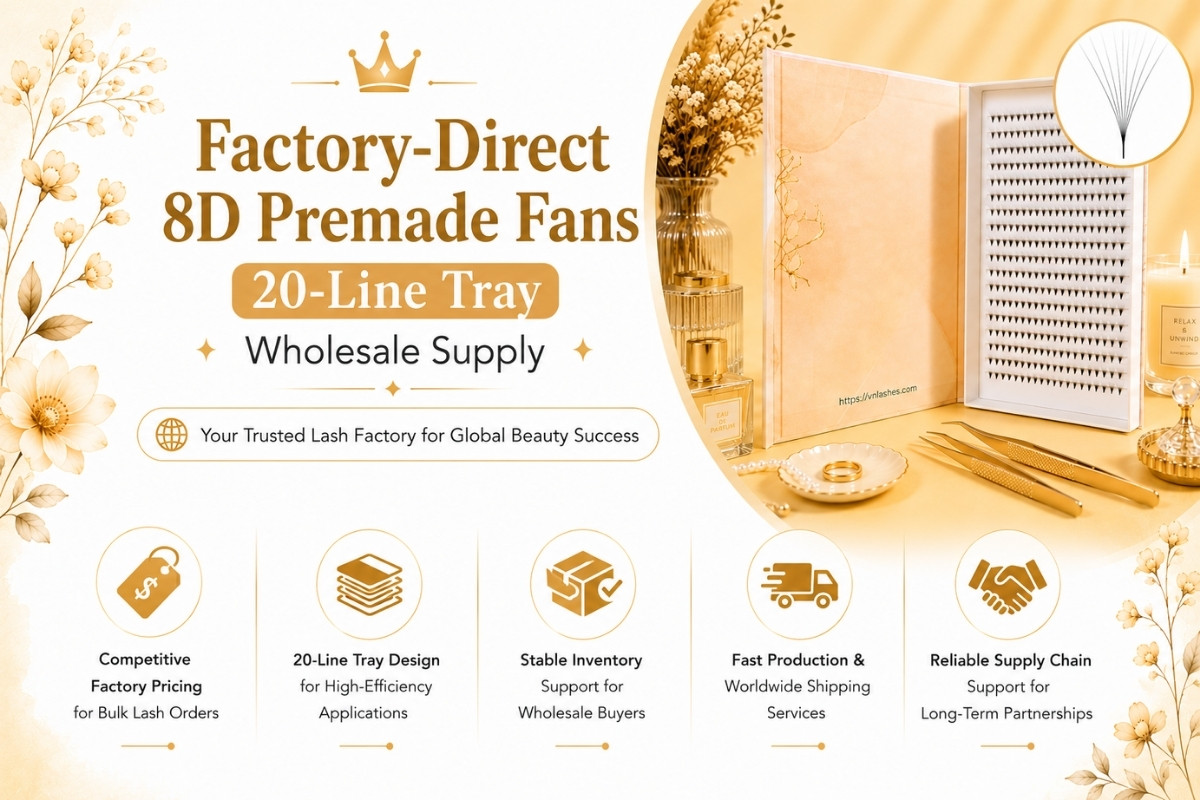 Factory-Direct 8D Premade Fans 20-Line Tray Wholesale Supply
