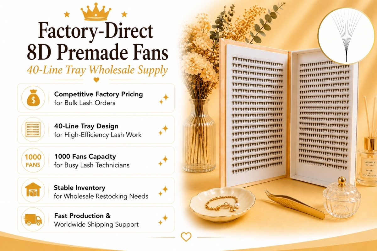 Factory-Direct 8D Premade Fans 40-Line Tray Wholesale Supply