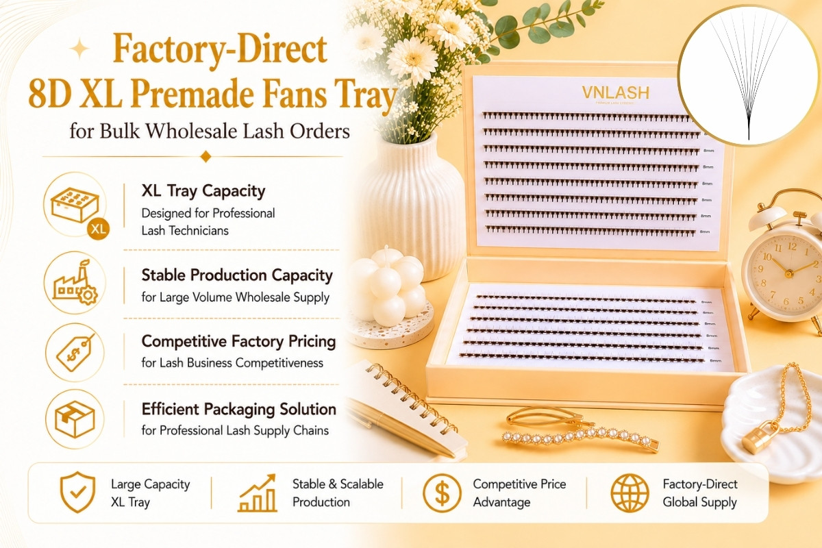 Factory-Direct 8D XL Premade Fans Tray for Bulk Wholesale Lash Orders