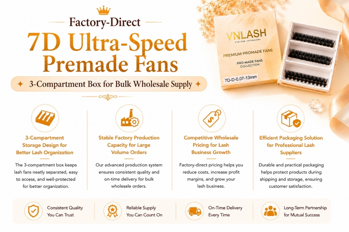 Factory-Direct 7D Ultra-Speed Premade Fans 3-Compartment Box for Bulk Wholesale Supply
