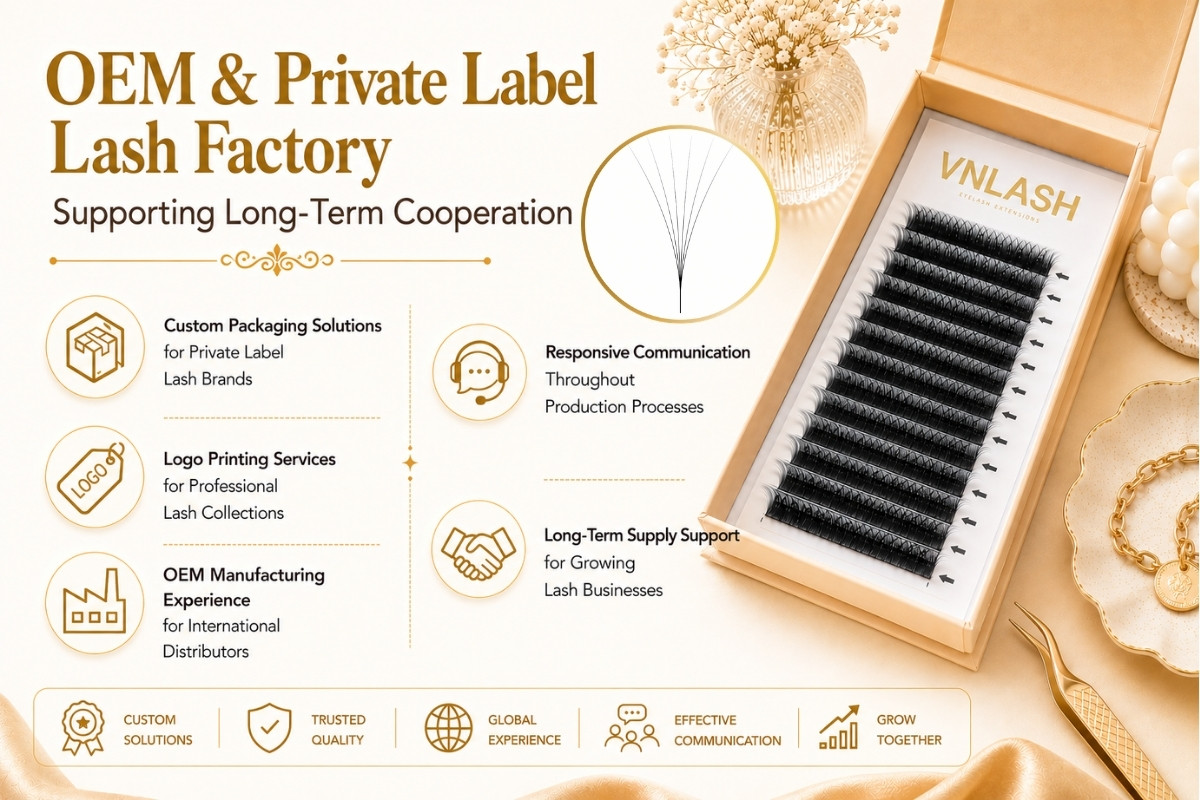 Fábrica de pestañas OEM y de marca privada que apoya la cooperación a largo plazo