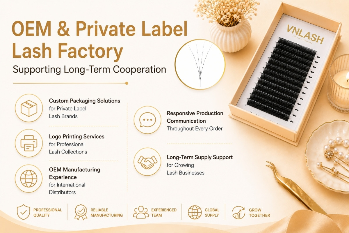 Fábrica de pestañas OEM y de marca privada que apoya la cooperación a largo plazo