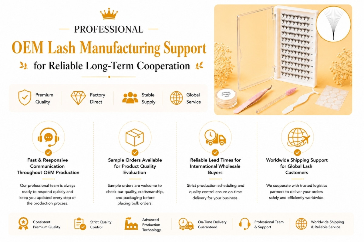 Support professionnel de fabrication OEM d’extensions de cils pour une coopération fiable à long terme.