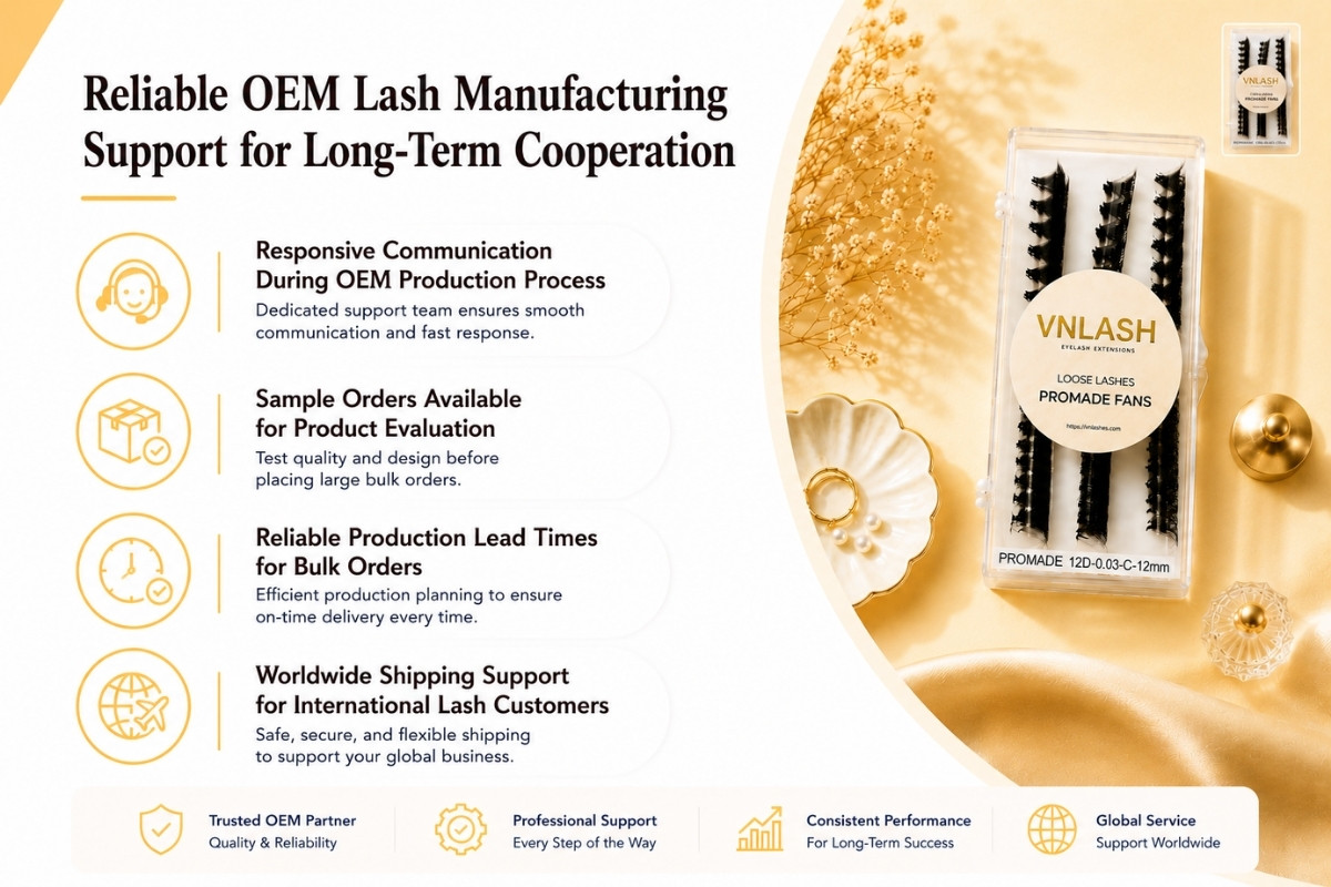 Zuverlässige OEM-Wimpernproduktion für eine langfristige Zusammenarbeit.