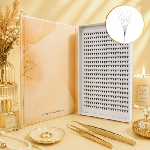 7D Premade Fans 20-Line Tray – 500 Fans | Bulk Lash Extension Vendor