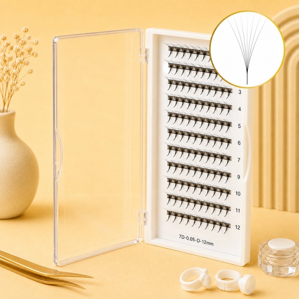 7D-Premade-Fans-Tray-96 Fans-VNLASHES1 7D Premade Fans Tray 120-Fans Eyelash Manufacturer |VNLASHES