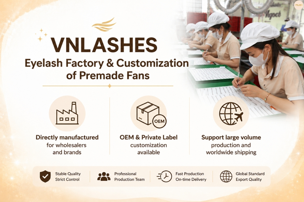 Precision handmade production at the VNLASHES factory.
